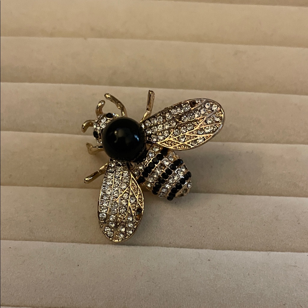 Elegant Gold And Black Bumblebee Brooch